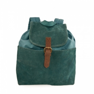 sac a dos en toile et cuir bleu cobalt C-OUI