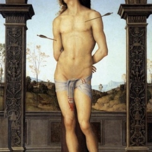 Renaissance: Sebastien presque nu, dont l'etoffe cache-sexe accentue la virilite.