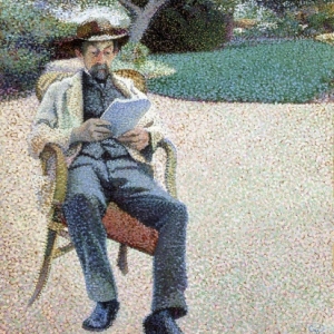 Henry Van de Velde, Portret van Père Biart lezend in de tuin, 1890-91.
