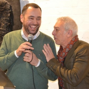 Le Bourgmestre de Namur, Maxime Prevot, et l Artiste, Pierre Sgamma, au Vernissage de la "Galerie du Beffroi" (c) Murielle Lecocq