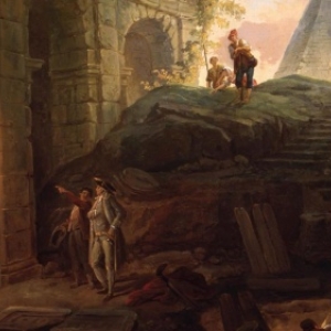 "Les Decouvreurs dantiques"/Hubert Robert/"Musee d Art et d Archeologie"