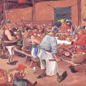 "Le Repas de Noce" de Pieter Breughel l'ancien, revue, a la gauloise, par (c) Albert Uderzo/"Dargaud"/1979