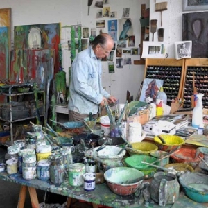 Jean-Pierre Ransonnet dans son Atelier (c) Patricia Mathieu.