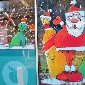 Peinture sur vitrine pour NOEL 2020 par Jean-Marie Lesage