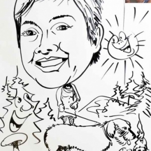 caricature minute Marie Ange et son chien caricature minute Marie Ange et son chien