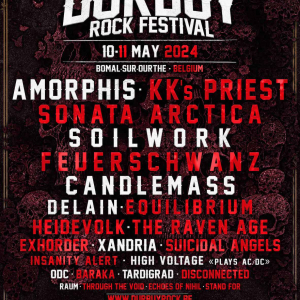 27ème Durbuy Rock Festival @Bomal, Le Sassin :  Vendredi 10 mai, dès 16h : Räum + Tardigrad + ODC  + High Voltage plays AC/DC + Xandria + Delain + Candlemass + Soilwork  + Amorphis
