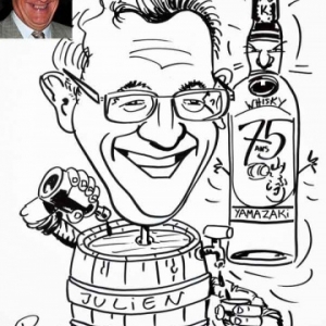caricature minute 75 ans de Juien amateur du whisky japonais Yamazaki