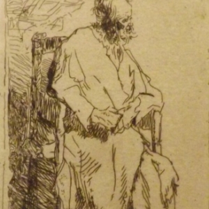 Vieil homme dans un long manteau assis dans un fauteuil  ( vers 1630 )