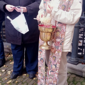 La bénédiction des petits animaux ( photo : F. Detry )