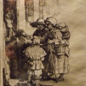 Mendiants recevant l'aumone a la porte d'une maison ( 1648 )