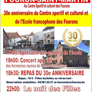 30ème anniversaire de l'Ecole francophone et du Centre sportif et culturel de Fourons