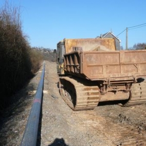 Les travaux d'enfouissement en cours a l'entree de Malmedy ( route de Bellevaux )