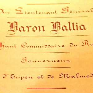 Document accompagnant le livre remis au Baron Baltia