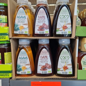 Notre gamme de sirop d'agave, de coco et de dattes.