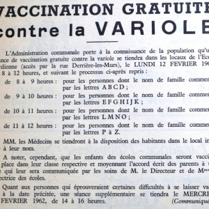 Vaccination publique et gratuite ( " Nouvelles de Malmedy du 3 février 1962 " )