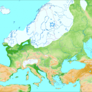 Au maximum glaciaire, une calotte de glace recouvre le Nord de l’Europe et les Alpes. © Ulamm