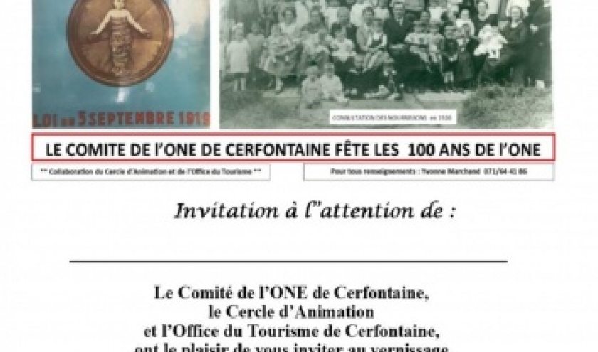 Exposition « l’ONE a 100 ans » à Cerfontaine