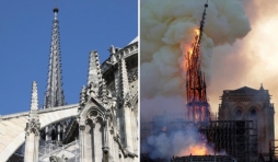 Notre-Dame de Paris. Chute de la flèche.