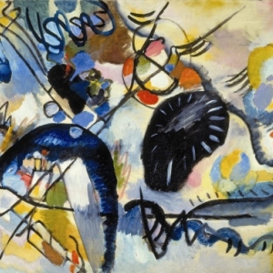 Wassily Kandinsky, Zwarte vlek I, 1912, Olieverf op doek, 101 x 131 cm, copiright Russian Museum, St. Petersburg