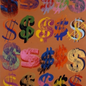 Dollar sign, 1981,Acryl op zeeffdruk op textielCollection of The Andy Warhol Museum, Pittsburgh, © The Andy Warhol Foundation for the Visual Arts, Inc. / SABAM Belgium 2013
