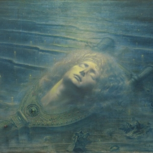 Jean DELVILLE (1867 - 1953) *De dode Orpheus, 1893 Olieverf op doek (herdoekt), 79,3 x 99,2 cm, Brussel, MRBAB 