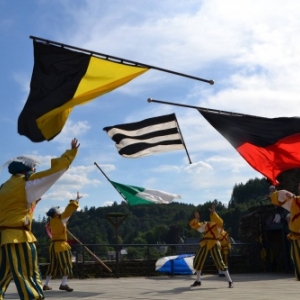 Les "Alfers Namurois" en pleine performance folklorico-sportive Les "Alfers Namurois" en pleine performance folklorico-sportive