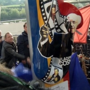 Le nouveau Saxophone geant et Denis Mathen (c) "Ma Tele"