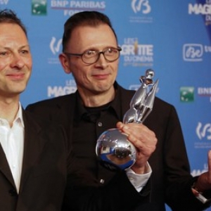 De gauche a droite, Stephane Aubier et Vincent Patar, Presidents des 9emes "Magritte du Cinema"