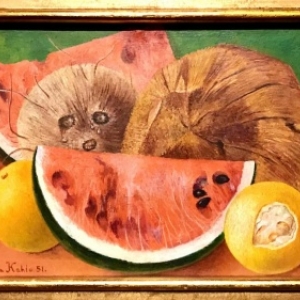 "Los Cocos"/Frida Kahlo/1951/avec des larmes sortant d une noix de coco, a l "Hospice Comtesse"