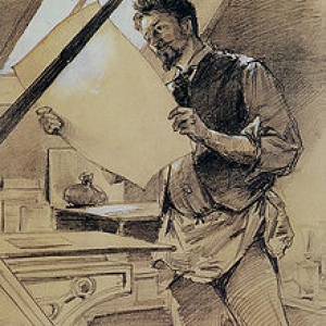Portrait de F. Rops (Paul Mathey, 1888)
