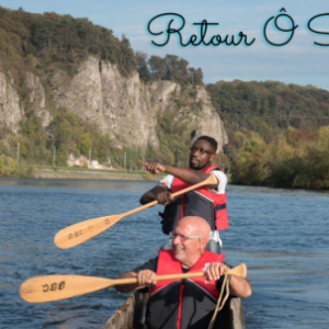 Musambu Junior Higuet et Laurence Debry naviguant sur la Meuse