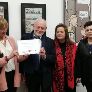 Au Parlement francophone, les petits-enfants de Jean Doisy, Julie de Groote & Carla Dejonghe (c) Didier Pasamonik