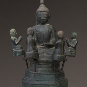 "Bouddha et ses 4 disciples"/ancienne Birmanie (c) "Famarte Asian Art"