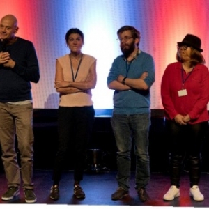 L equipe du film "La Disgrace", "Prix du Public" du "TEFF", au "Delta"/Namur (c) Marie-Christine Paquot/"EOP"