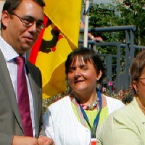 Dans les "Jardins du Mayeur", avec Stephanie Scailquin, Maxime Prevot, Ann Leon, Maria-Teresa Rodriguez et Gevevieve Lazaron 