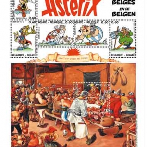 Feuillet postal belge reprenant le "Repas de Noce", tel que vu par (c) Albert Uderzo/"B Post"