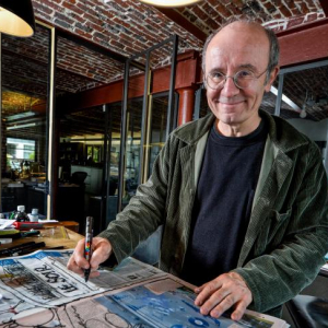 Philippe Geluck dans son atelier bruxellois © "Le Soir"