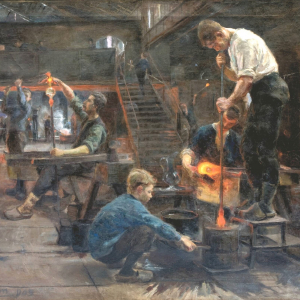 "Atelier de souffleur de verre aux cristalleries du Val Saint-Lambert" (Edouard Masson/1905)