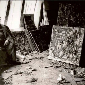 Eugène Leroy dans son atelier