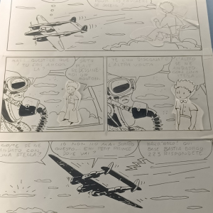 « Corto Maltese » : Planche originale du « Dernier Vol », avec « Le Petit Prince » (H. Pratt) © « Cong S.A. »