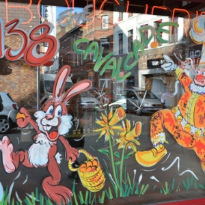 Joyeuses PAQUES en peinture sur vitre