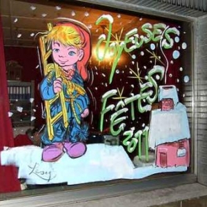 Charleroi -Peinture sur vitrine pour Noel-7430