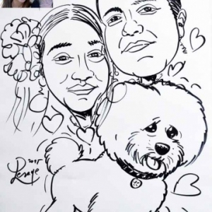 caricature minute avec bichon