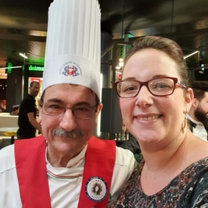 Stephanie Remacle et Pino Nacci le president de la federation italienne des cuisiniers
