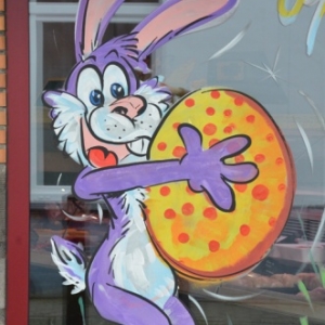 Joyeuses PAQUES en peinture sur vitre