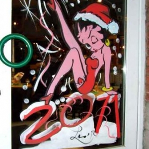 Charleroi - Peinture sur vitrine pour Noel-7462