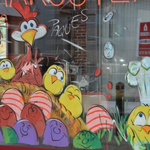Joyeuses PAQUES en peinture sur vitre