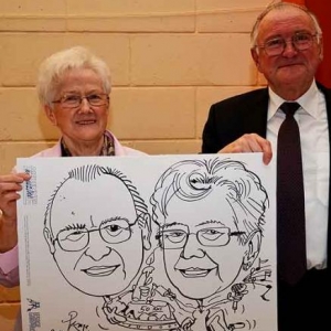 caricature pour les 50 ans de mariage de Louis et Mariette de Membach