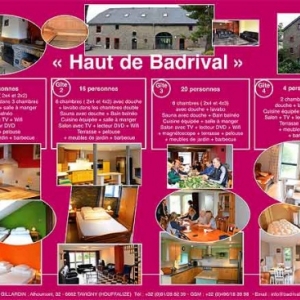 GITE Haut de Badrival pour 4-12-16-20 personnes en Ardenne
