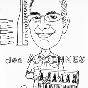 caricature de Dominique Gilbert le brasseur de la Microbrasserie des Ardennes